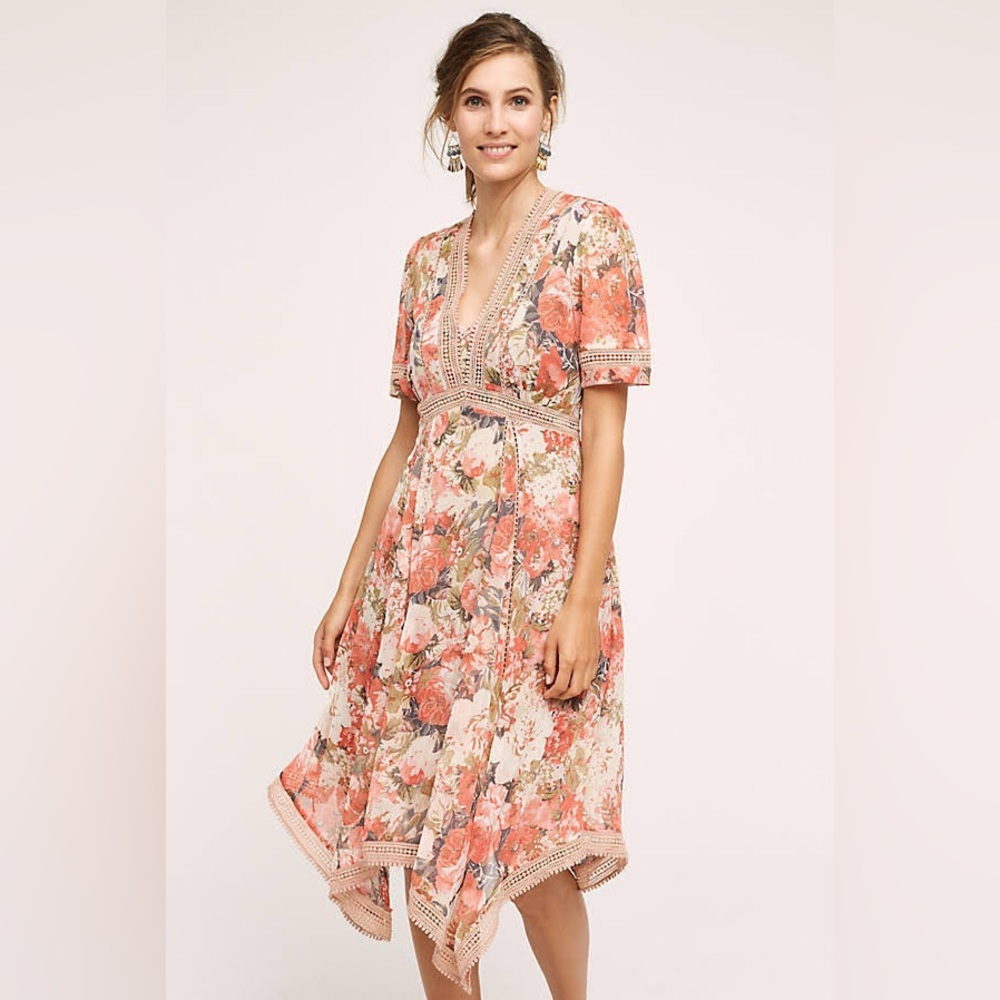 Anthropologie Ranna Gill Rose Bouquet Dress